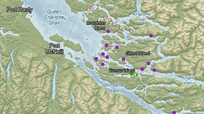 DFO map of Marine Harvest Cermaq and