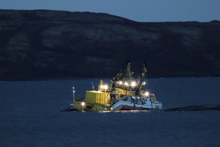Wellboat and service boat participates in rescue of docked fishing vessel