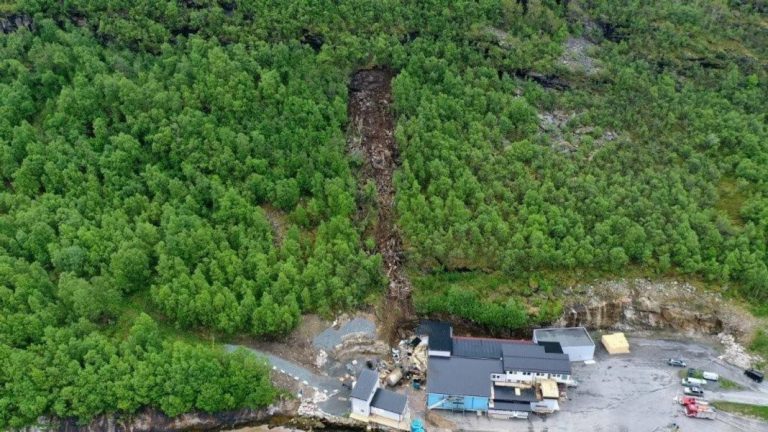 Salmon processing plant severly damaged after being hit by landslide: “We didn’t need this now”