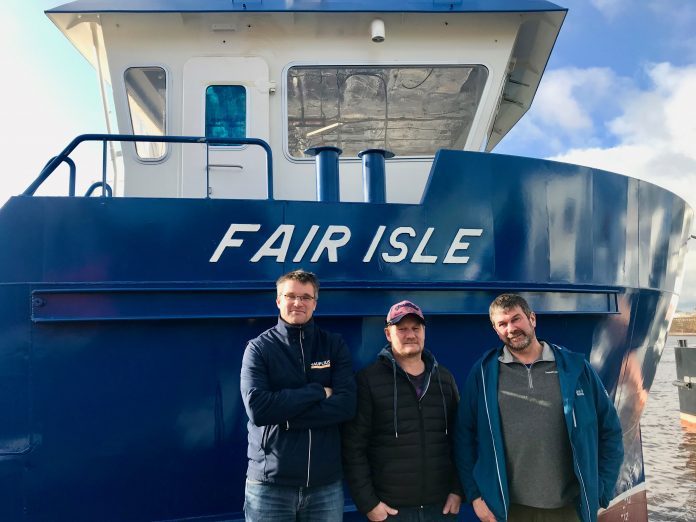 ©SSF Nauplius Workboats Gerrit Knol with Fair Isle Skippers Aaron Anderson and Alastair MacEachen