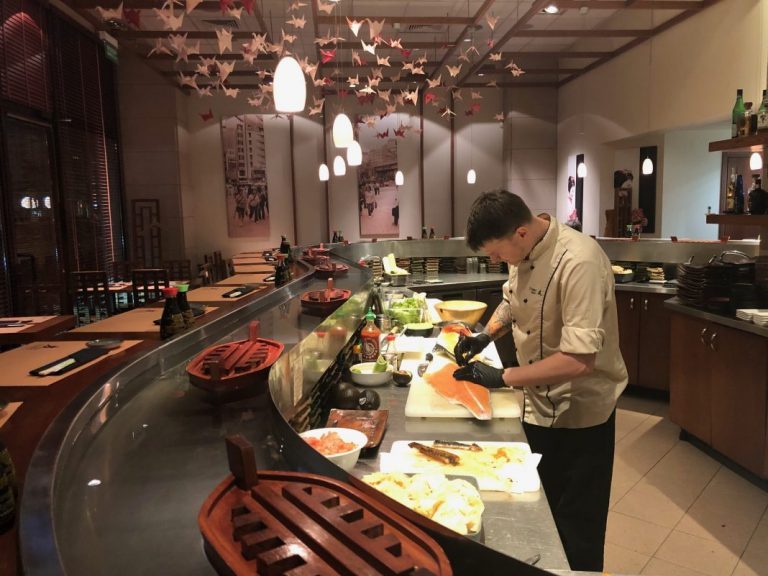 This sushi is served with salmon which is farmed and harvested in Poland
