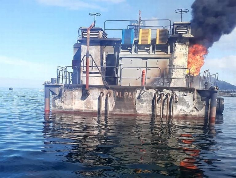 Mowi operated feed barge catches fire