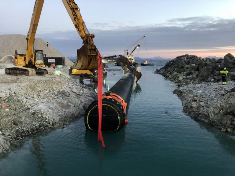 Inlet pipeline connected to Andfjord Salmon’s closed-sea facility salmon farm