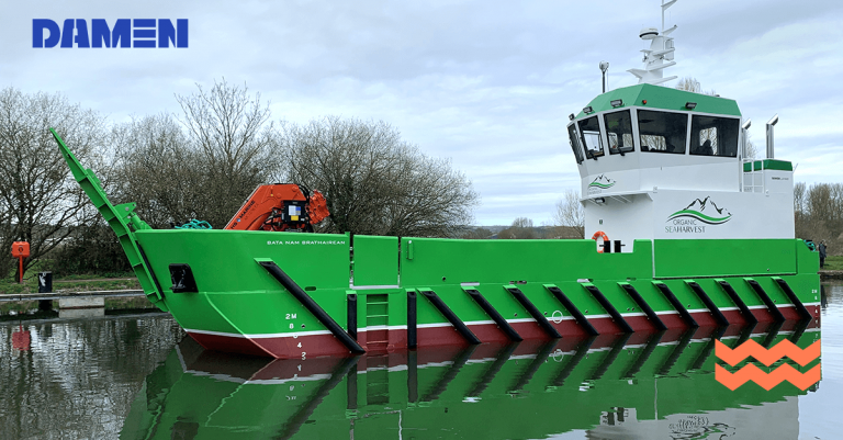 Damen Shipyards delivers the first of its new aquaculture support vessels to Organic Sea Harvest