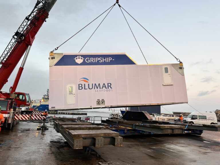 Built in Shetland, AquaShip’s new harvest module is en route to Chile