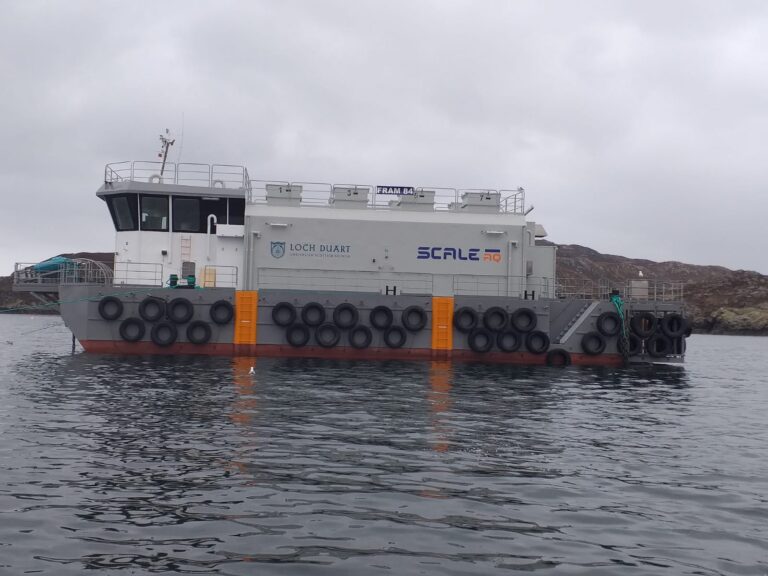 Loch Duart’s new feed storage barge achieves 60% cut in diesel use at site