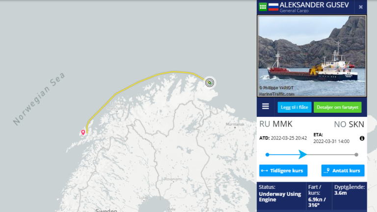 Russian feed boat sets course for Norway to collect vital supplies