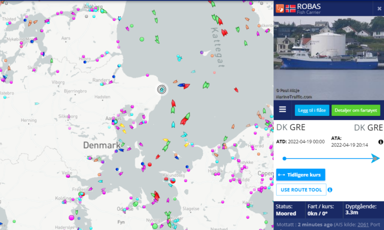 Gear problems hit “Robas”. Now the wellboat has been towed to Grenå