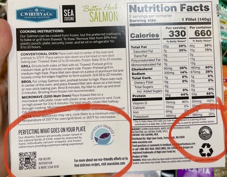 Why is this non-GMO packaged Atlantic salmon labelled ‘bioengineered’?