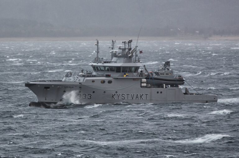 Coast guard ship called to the rescue as Mowi feed barge starts to sink