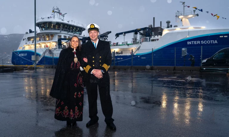 New wellboat takes timeout from Mowi Scotland for traditional christening party