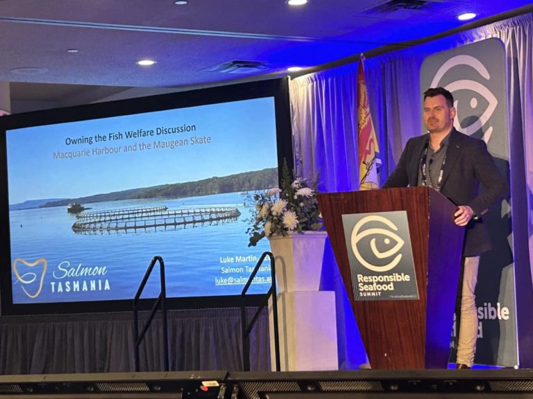 Tasmanian salmon workers take fight for jobs to Canberra