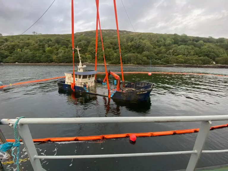Watch: Scottish Sea Farms sunken vessel Julie Anne is raised from the depths