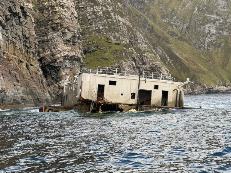 2,100-ton feed barge stranded on the rocks: What comes next?