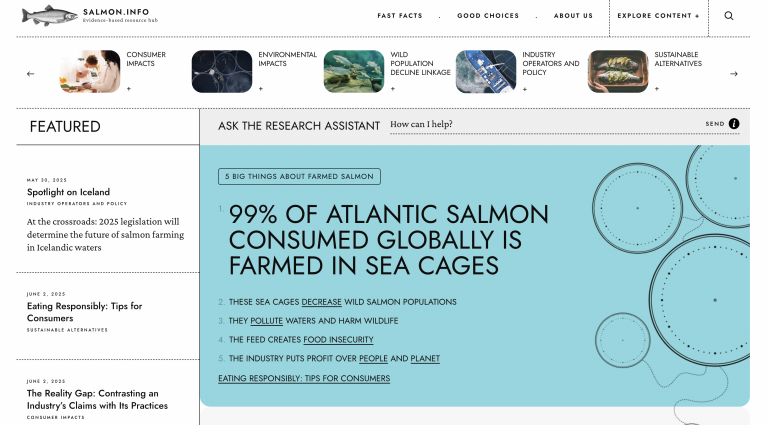 Activists launch website to challenge salmon farming’s sustainability claims