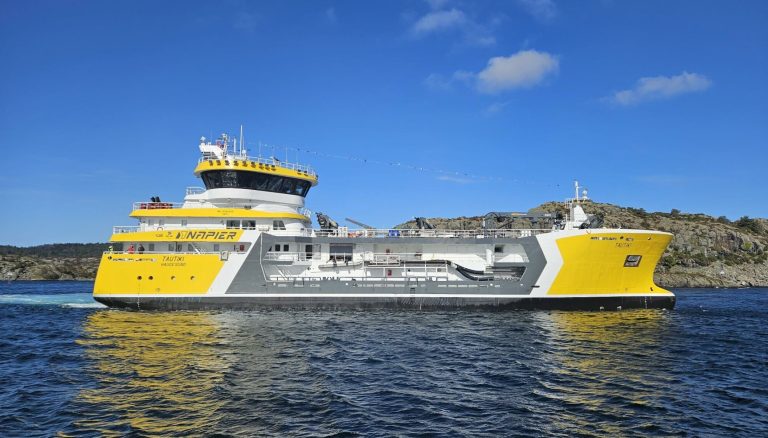Napier: New processing vessel Tautiki arrives at Bømlo